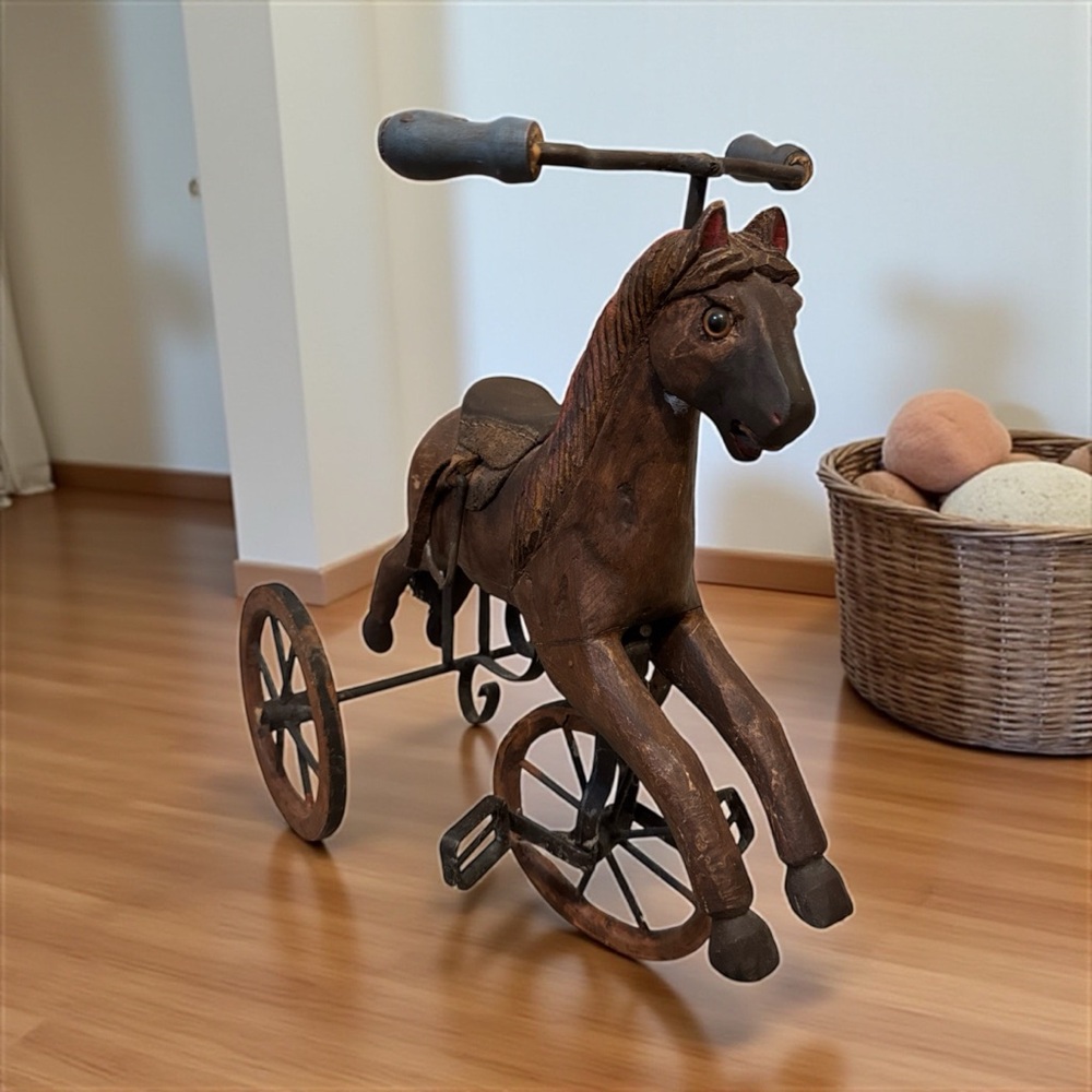 Vintage Brown Horse Tricycle Home Accent - Picture 3 of 10